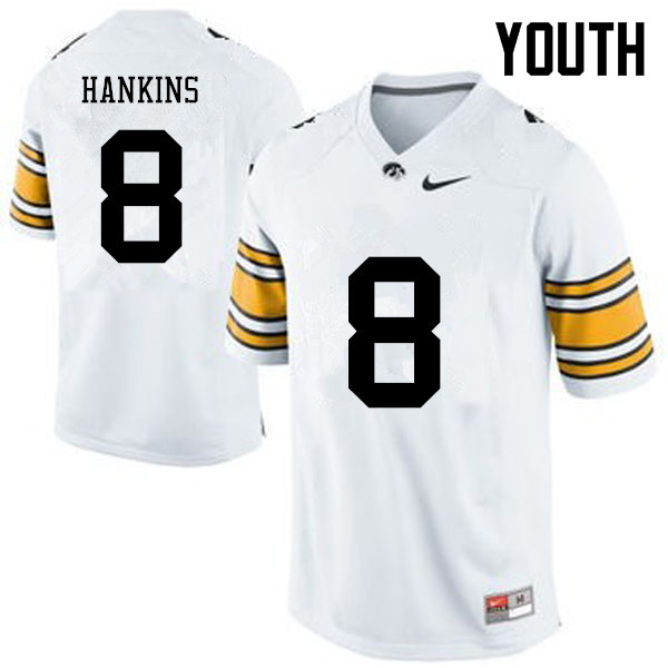 Youth Iowa Hawkeyes #8 Matt Hankins College Football Jerseys-White - Click Image to Close